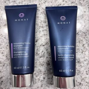 Travel size shampoo and conditioner.